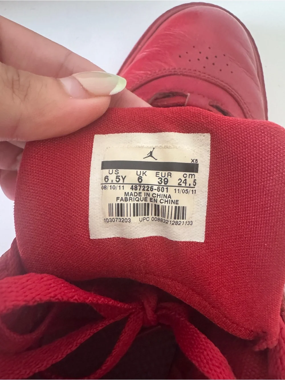 Red Air Jordan High Top Auto Clave Sneakers